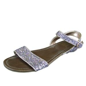 Material Girl Ankle Strap MKim Girl Y‎ 5.5 Medium Sandal Purple Synthetic Buckle